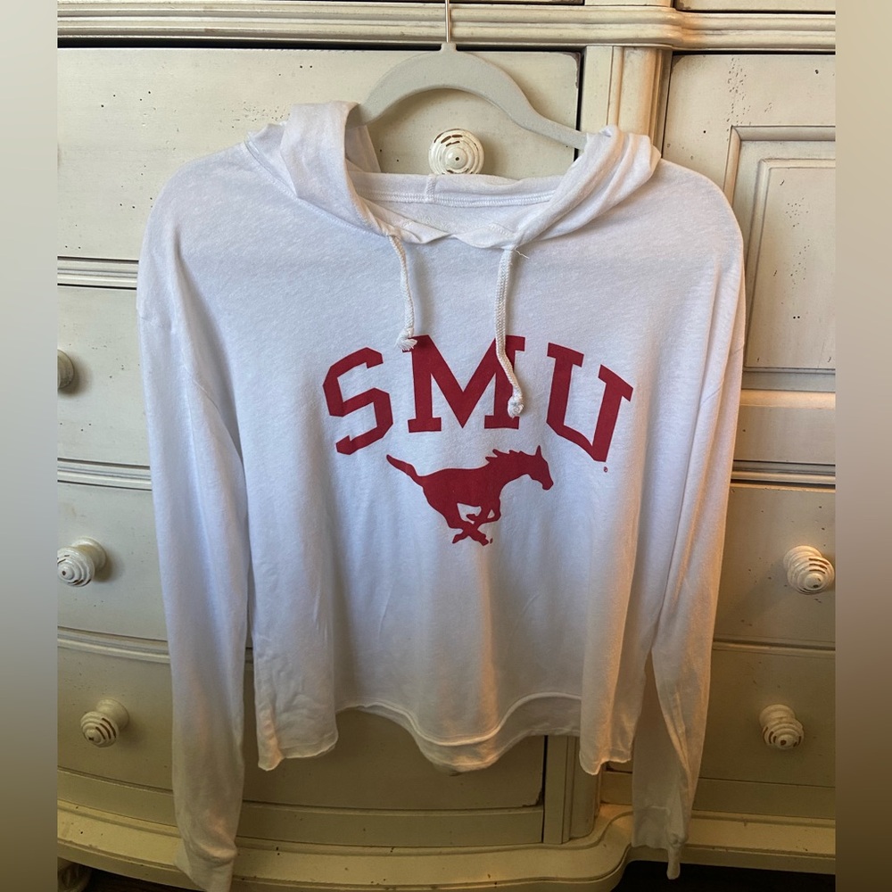 SMU lightweight cotton hooded sweatshirt. Size S, super clean and hardly worn!